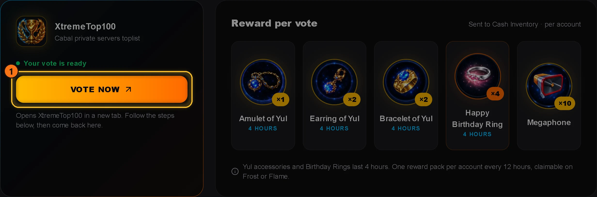 Rise vote page with the “Vote now” button highlighted